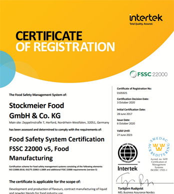 Сертификат немецкой фабрики FSSC 22000 V5